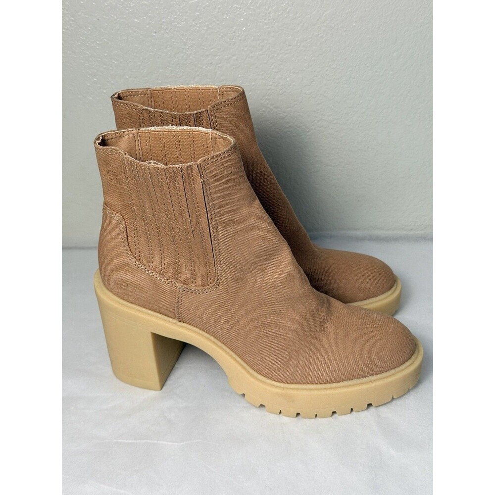 NWT Dolce Vita Caster Ankle Boots Cafe Canvas Women’s Size 8.5